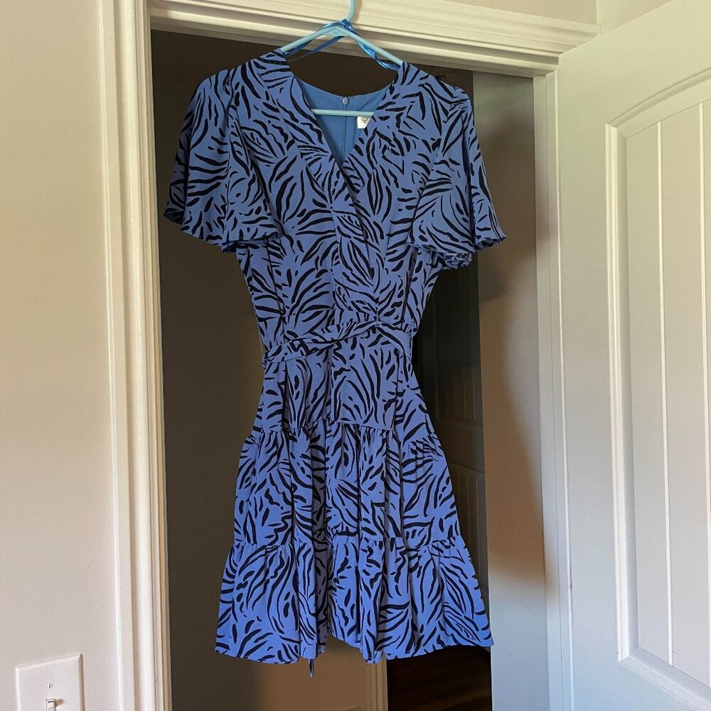 Knee Length ruffle blue Eliza J Dress - Size 6